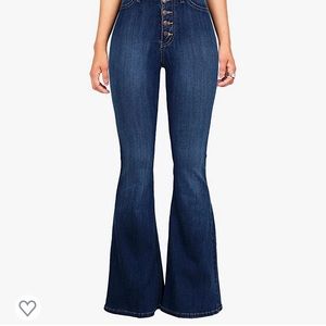 Flare jeans medium/dark denim 5 button high wasted
